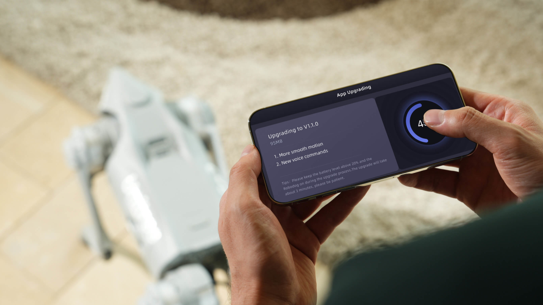Robot cuadrúpedo GO2 manejo desde dispositivo móvil