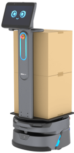 Robot de entrega carrybot transportando cajas cartón