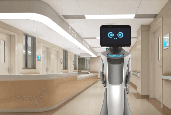 ejemplo del robot de recepcion GreetingBot Nova en un hospital