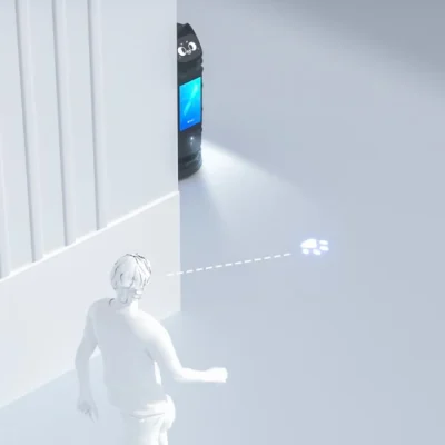 robot camarero bellabot pro 13 alertando en cruce y puntos ciegos