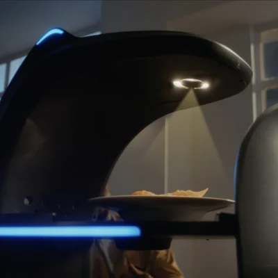 robot camarero bellabot pro escaneando plato con comida