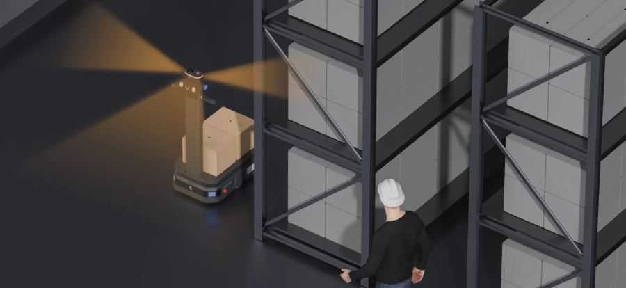 robot de almacén t300 con iluminación